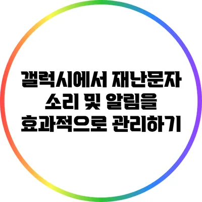 갤럭시에서 재난문자 소리 및 알림을 효과적으로 관리하기