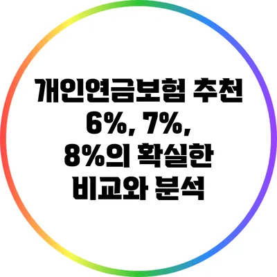 개인연금보험 추천: 6%, 7%, 8%의 확실한 비교와 분석