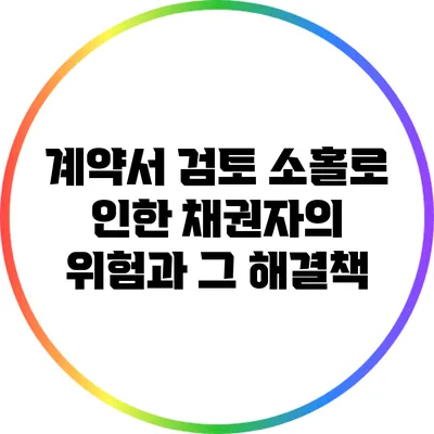 계약서 검토 소홀로 인한 채권자의 위험과 그 해결책