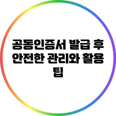 공동인증서 발급 후 안전한 관리와 활용 팁