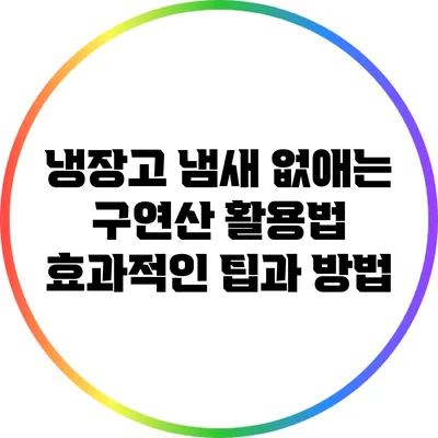 냉장고 냄새 없애는 구연산 활용법: 효과적인 팁과 방법