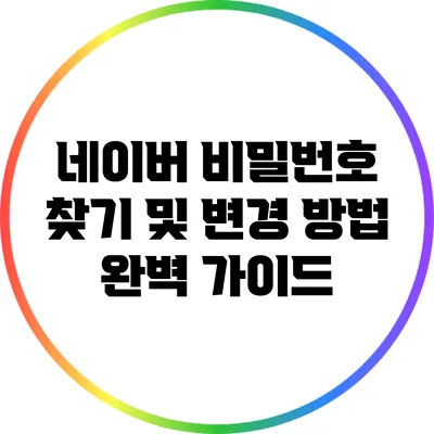 네이버 비밀번호 찾기 및 변경 방법 완벽 가이드