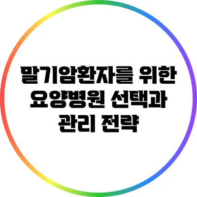 말기암환자를 위한 요양병원 선택과 관리 전략