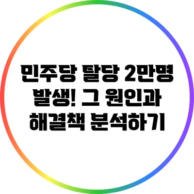 민주당 탈당 2만명 발생! 그 원인과 해결책 분석하기