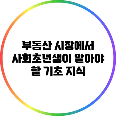 부동산 시장에서 사회초년생이 알아야 할 기초 지식