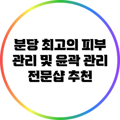 분당 최고의 피부 관리 및 윤곽 관리 전문샵 추천