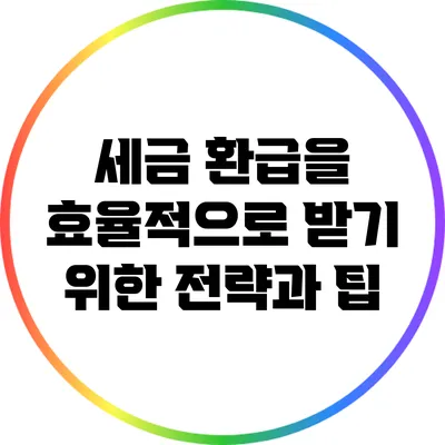 세금 환급을 효율적으로 받기 위한 전략과 팁