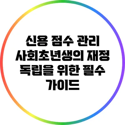신용 점수 관리: 사회초년생의 재정 독립을 위한 필수 가이드
