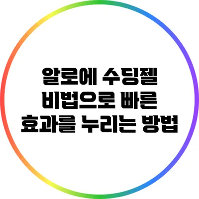 알로에 수딩젤 비법으로 빠른 효과를 누리는 방법