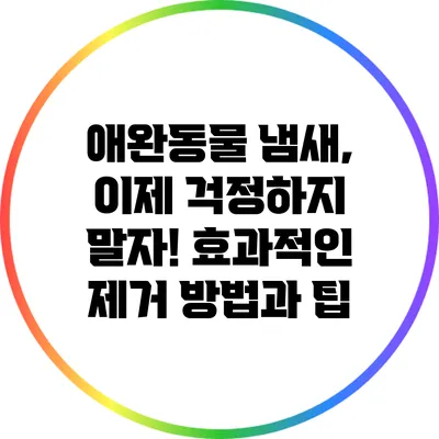 애완동물 냄새, 이제 걱정하지 말자! 효과적인 제거 방법과 팁