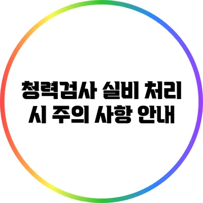 청력검사 실비 처리 시 주의 사항 안내