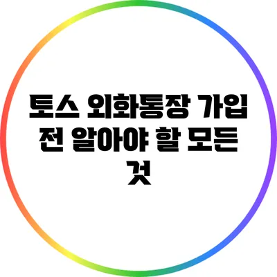 토스 외화통장 가입 전 알아야 할 모든 것