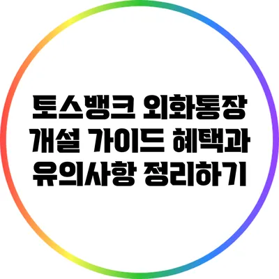 토스뱅크 외화통장 개설 가이드: 혜택과 유의사항 정리하기