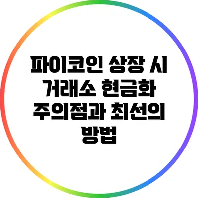 파이코인 상장 시 거래소 현금화 주의점과 최선의 방법
