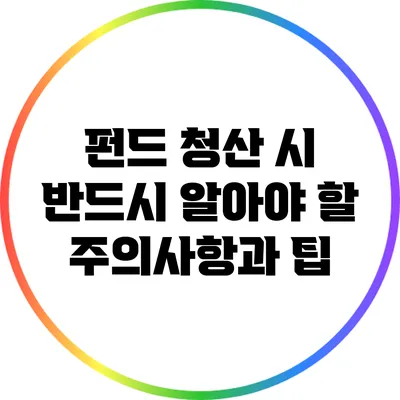 펀드 청산 시 반드시 알아야 할 주의사항과 팁