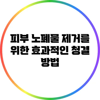 피부 노폐물 제거를 위한 효과적인 청결 방법