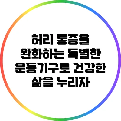 허리 통증을 완화하는 특별한 운동기구로 건강한 삶을 누리자