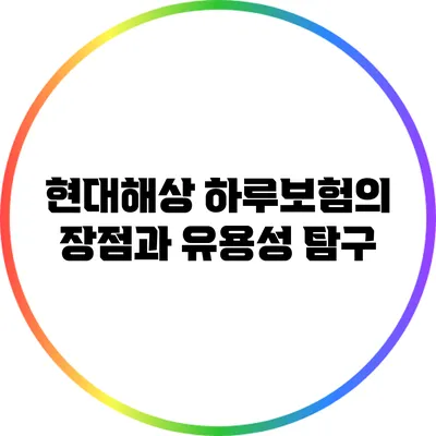 현대해상 하루보험의 장점과 유용성 탐구
