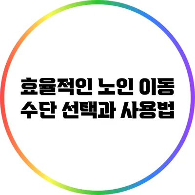 효율적인 노인 이동 수단 선택과 사용법