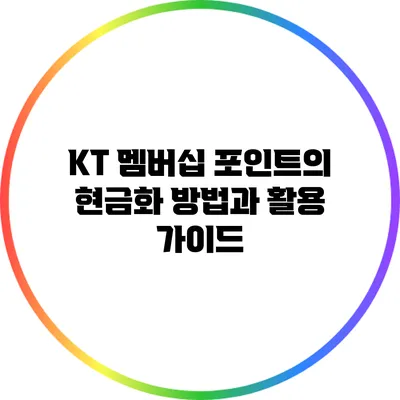 KT 멤버십 포인트의 현금화 방법과 활용 가이드