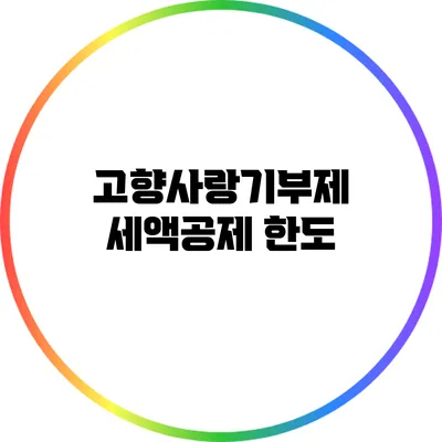 고향사랑기부제 세액공제 한도