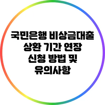 국민은행 비상금대출 상환 기간 연장 신청 방법 및 유의사항