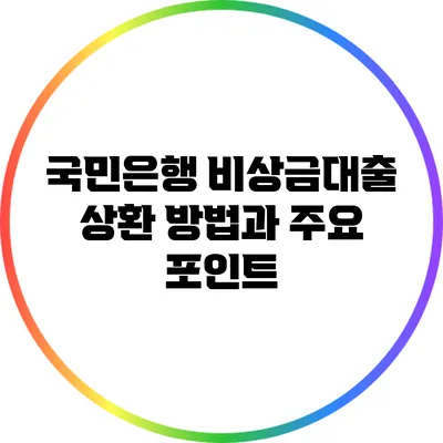 국민은행 비상금대출 상환 방법과 주요 포인트