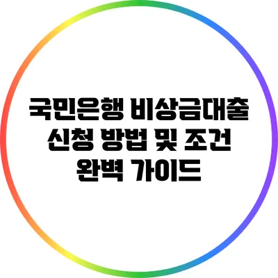 국민은행 비상금대출 신청 방법 및 조건 완벽 가이드