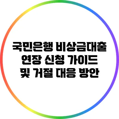 국민은행 비상금대출 연장 신청 가이드 및 거절 대응 방안