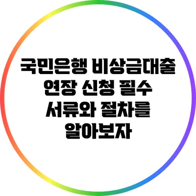 국민은행 비상금대출 연장 신청: 필수 서류와 절차를 알아보자