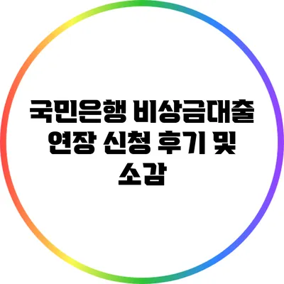 국민은행 비상금대출 연장 신청 후기 및 소감