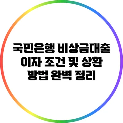 국민은행 비상금대출 이자 조건 및 상환 방법 완벽 정리