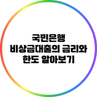국민은행 비상금대출의 금리와 한도 알아보기