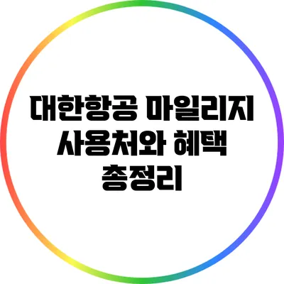 대한항공 마일리지 사용처와 혜택 총정리