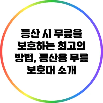 등산 시 무릎을 보호하는 최고의 방법, 등산용 무릎 보호대 소개