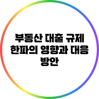 부동산 대출 규제 한파의 영향과 대응 방안