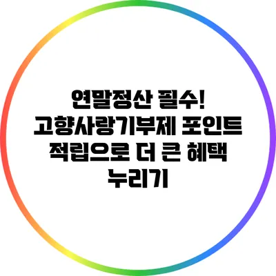 연말정산 필수! 고향사랑기부제 포인트 적립으로 더 큰 혜택 누리기