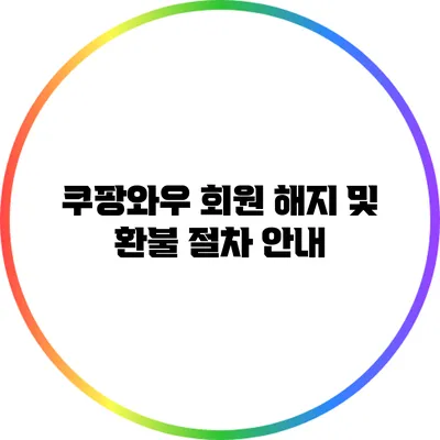 쿠팡와우 회원 해지 및 환불 절차 안내