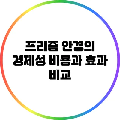 프리즘 안경의 경제성: 비용과 효과 비교