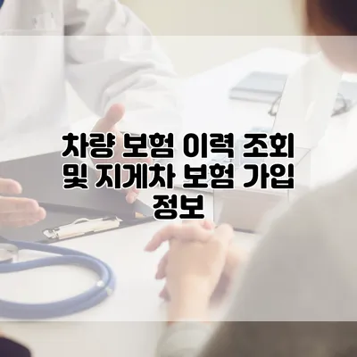 차량 보험 이력 조회 및 지게차 보험 가입 정보